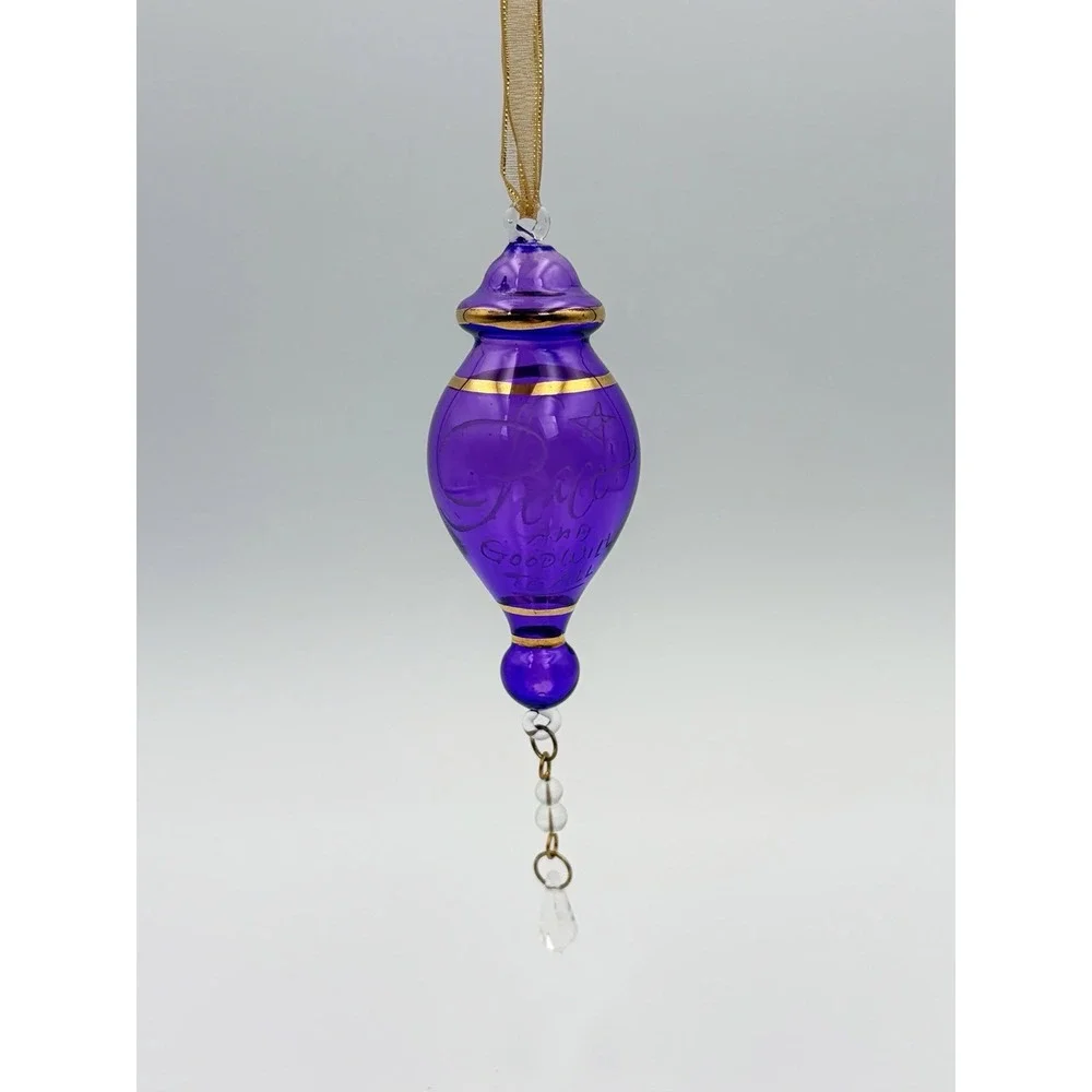 Hallmark Keepsake Ornament Perfect Harmony Etched Glass Purple Gold 2002 Vintage